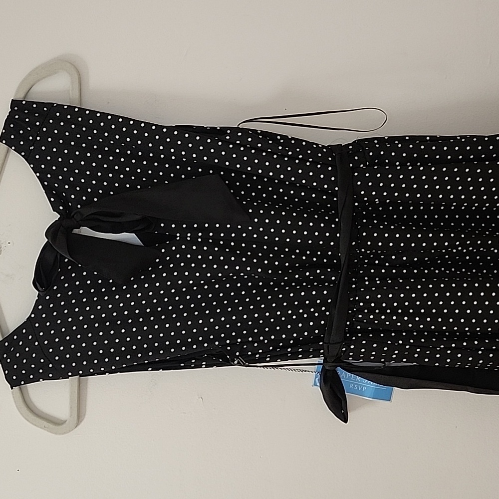 Draper james RSVP Tie Waist Maxi Dress Polca-dot Black ivory Size Large - Picture 12 of 14